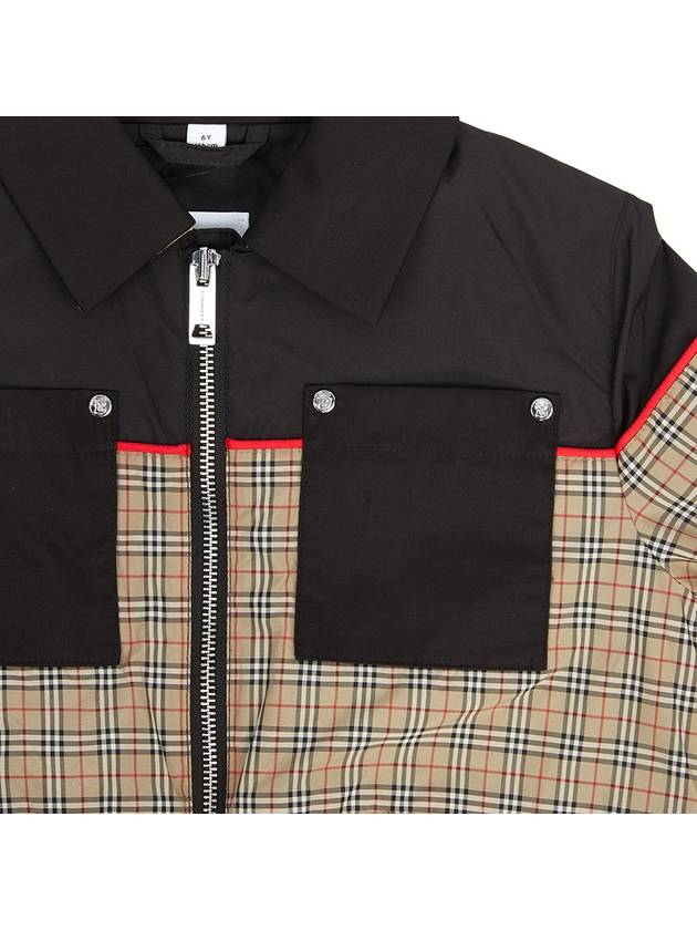 Kids Check Panel Harrington Zip up Jacket Black 8053690 12 14A Adults can wear - BURBERRY - BALAAN 8