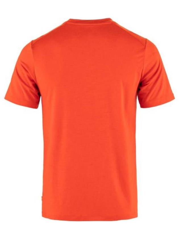 Men's Abisko Wool Short Sleeves T Shirt Flame Orange - FJALL RAVEN - BALAAN 3