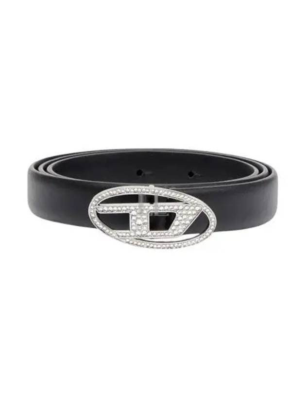 B 1DR Strass 20 Crystal Buckle Slim Leather Belt Black - DIESEL - BALAAN 2