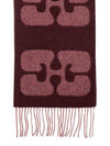 Fringe Detail Wool Scarf Burgundy - GANNI - BALAAN 3