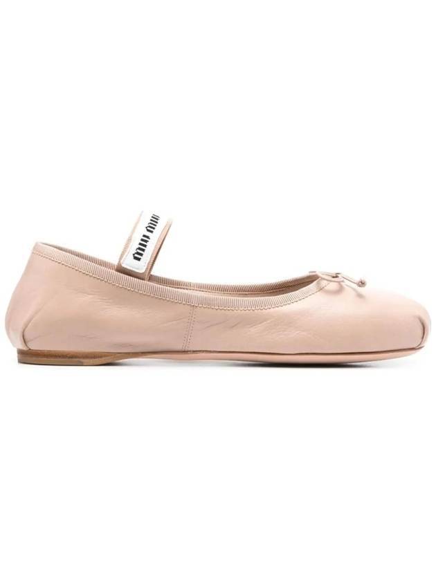 Women's Logo Leather Ballerinas Water Lily - MIU MIU - BALAAN 1