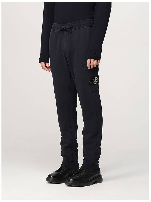 Men's Wappen Patch Cotton Fleece Track Pants Black - STONE ISLAND - BALAAN 5