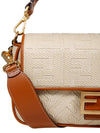 FF Logo Baguette Rafia Shoulder Bag Beige - FENDI - BALAAN 4