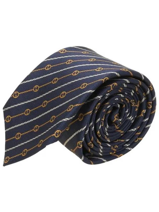 Round Interlocking G Rope Silk Tie Blue Yellow - GUCCI - BALAAN 2