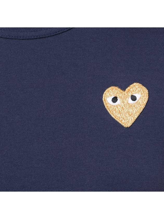 Play Women's Small Gold Wappen Short Sleeve T-Shirt P1 T215 2 Navy - COMME DES GARCONS - BALAAN 3