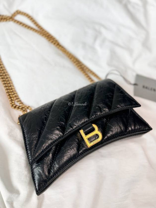 Crush XS Chain Quilted Shoulder Bag Black - BALENCIAGA - BALAAN 2