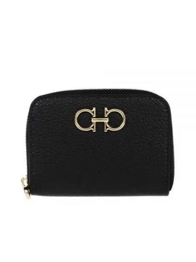 Women's Gancini Logo Zipper Card Wallet Black - SALVATORE FERRAGAMO - BALAAN 2