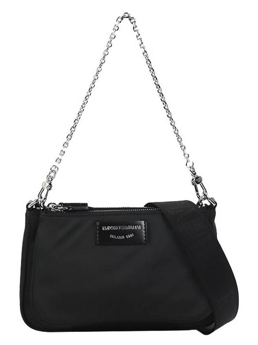 Logo Patch Nylon Shoulder Bag Black - EMPORIO ARMANI - BALAAN.