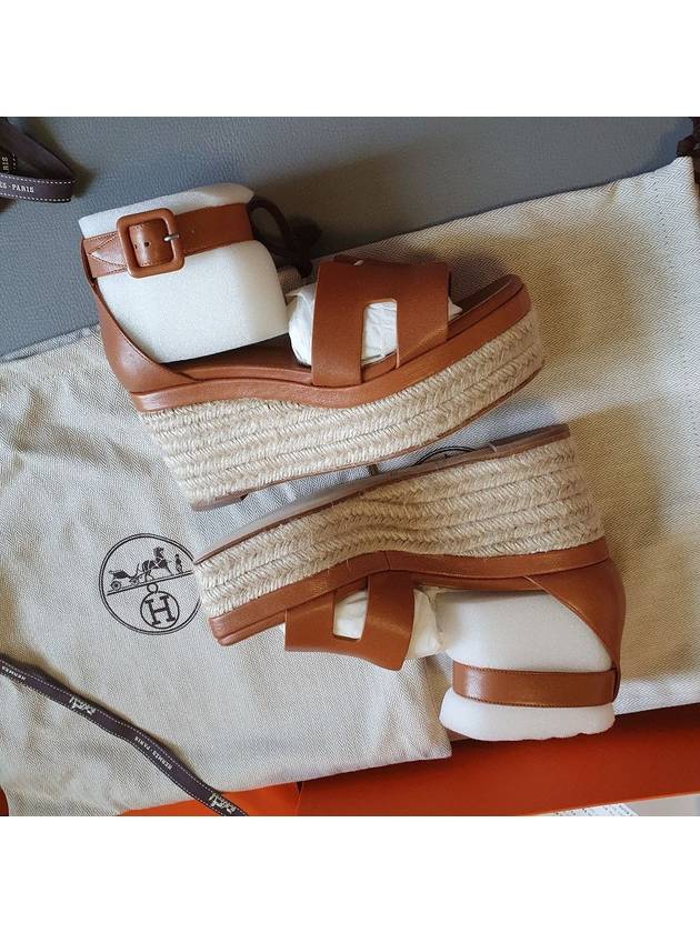 Wedge heel 35 brown original Korean invoice - HERMES - BALAAN 8