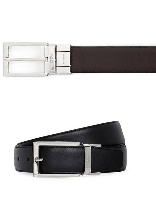 Zegna  Black Dark Brown Logo Reversible Belt LHVIC B010PZ NTM - ERMENEGILDO ZEGNA - BALAAN 1