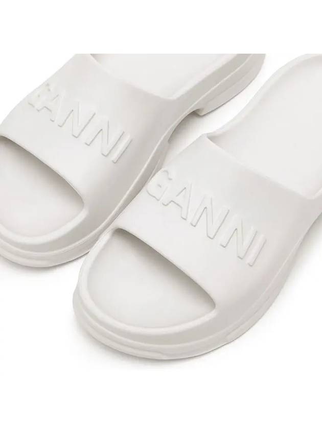 Logo Rubber Full Slide Slippers White - GANNI - BALAAN 8