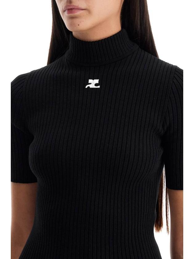 Reedition Knit Short Sleeve Turtle Neck Black - COURREGES - BALAAN 5