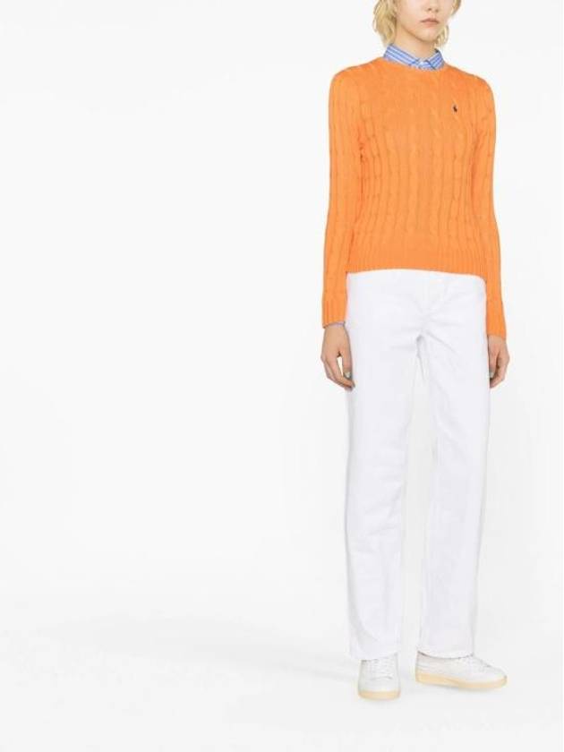 Embroidered Logo Pony Cable Knit Top Orange - POLO RALPH LAUREN - BALAAN 3