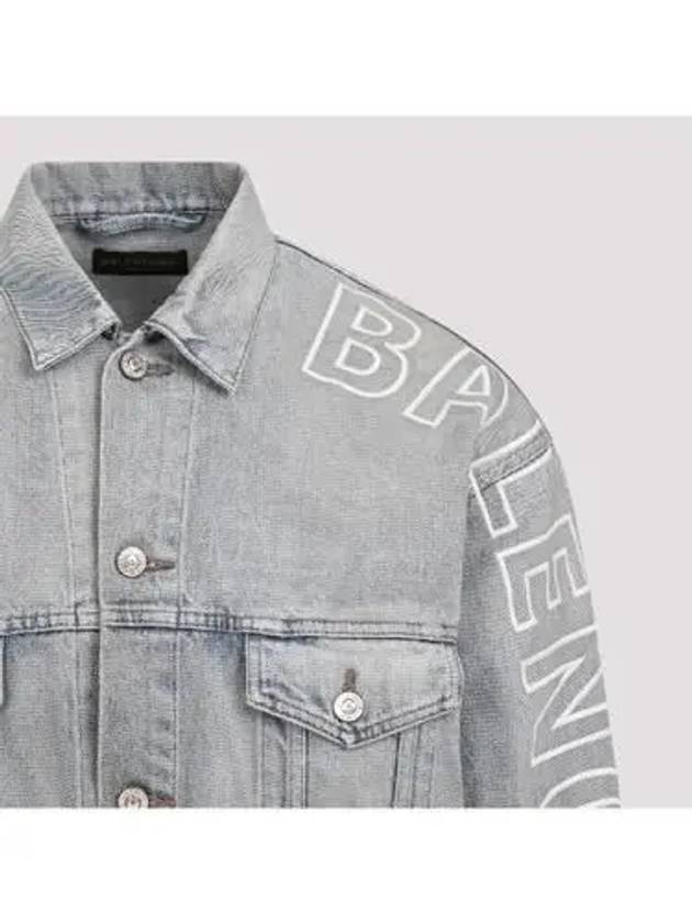 Embroidered Logo Denim Jacket Blue - BALENCIAGA - BALAAN 4