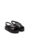 Padded Nappa Leather Crisscross Sandals Black - PRADA - BALAAN 3