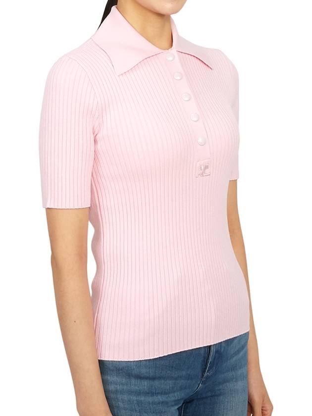 Courr ges 323MPO017FI0001 POWDER PINK Women s Short Sleeve Knit - COURREGES - BALAAN 5