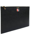 Pebble Grain Three Stripes Zipper Small Clutch Bag Black - THOM BROWNE - BALAAN 3