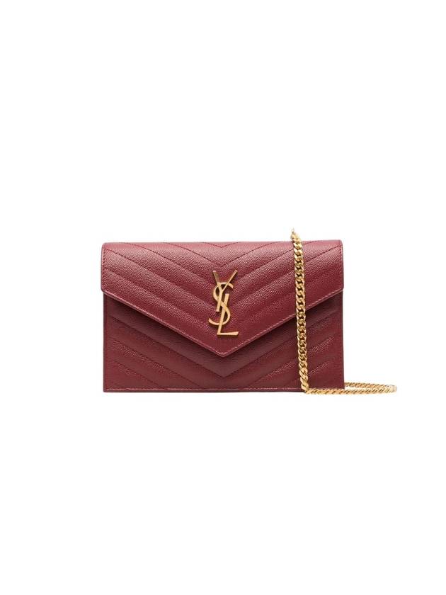 Grain De Poudre Embossed Envelope Chain Long Wallet Red - SAINT LAURENT - BALAAN 1