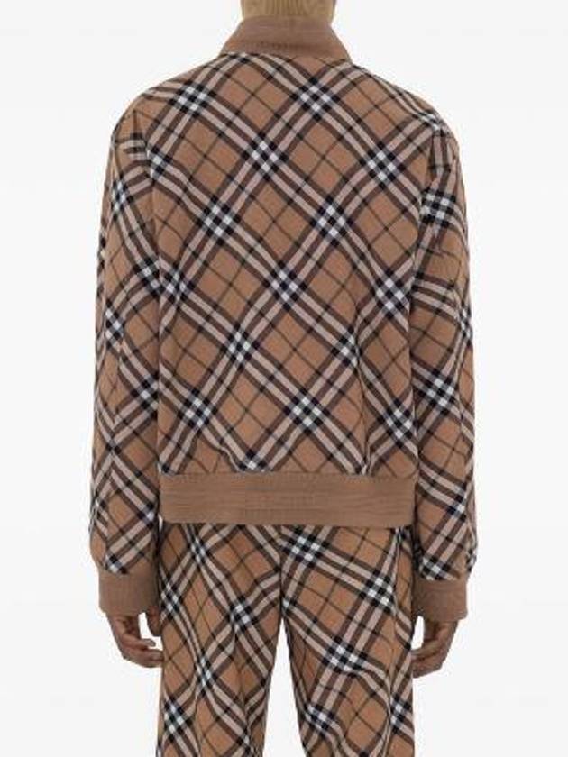 Harrington Check Wool Blend Zip-Up Jacket Brown - BURBERRY - BALAAN 2