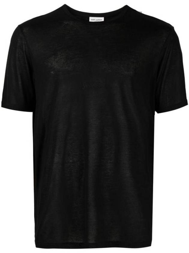 Basic Short Sleeve T-Shirt Black - SAINT LAURENT - BALAAN 7