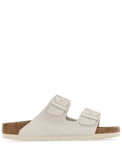 Arizona Suede Leather Slippers Antique White - BIRKENSTOCK - BALAAN 2