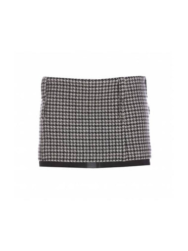 Houndstooth Check Mini A-Line Skirt White Black - MIU MIU - BALAAN 1