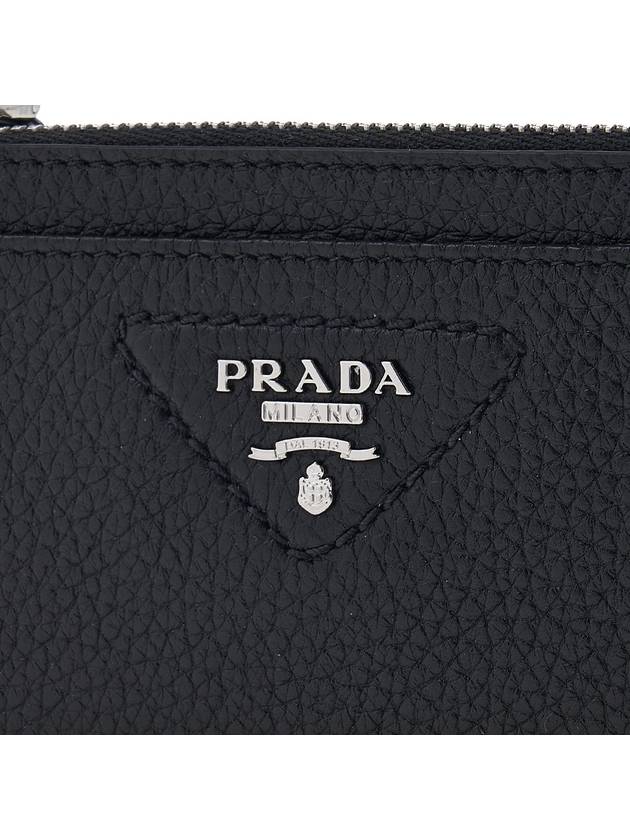 Triangle Stitch Logo Card Wallet Black - PRADA - BALAAN 7