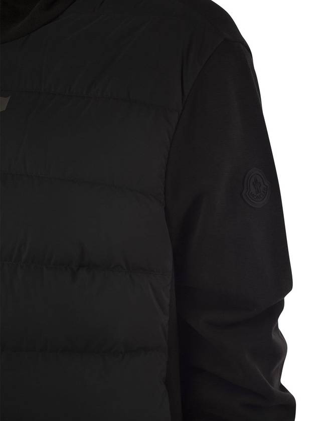 Padded Cotton Zip-Up Hoodie Black - MONCLER - BALAAN 5