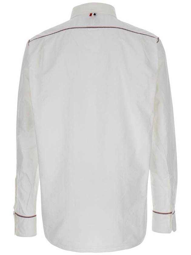 Oxford Grosgrain Framing Long Sleeve Shirt White - THOM BROWNE - BALAAN 3