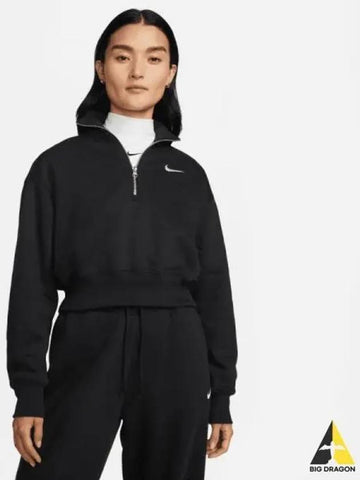 Women s Sportswear Phoenix Fleece Quarter Zip Crop 010 - NIKE - BALAAN 1