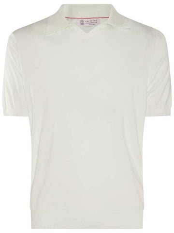 Knit Short Sleeve Polo Shirt White - BRUNELLO CUCINELLI - BALAAN 1