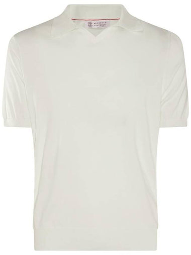 Knit Short Sleeve Polo Shirt White - BRUNELLO CUCINELLI - BALAAN 1