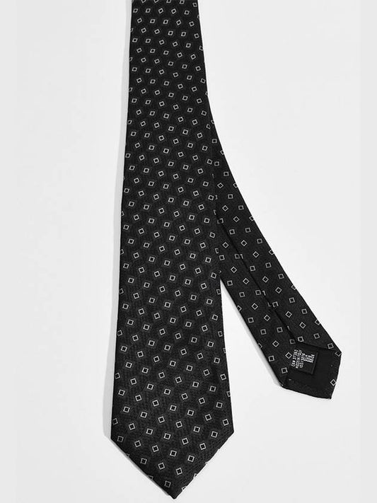 Pattern Silk Tie Black - EMPORIO ARMANI - BALAAN 1