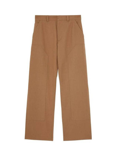 Cotton Twill Straight Pants Warm Walnut - BURBERRY - BALAAN 1