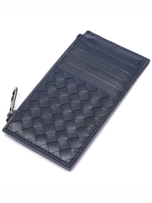 Intrecciato Zipper Card Wallet Navy - BOTTEGA VENETA - BALAAN.