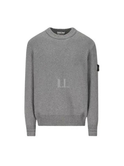 Round Neck Wappen Organic Knit Top Grey - STONE ISLAND - BALAAN 2