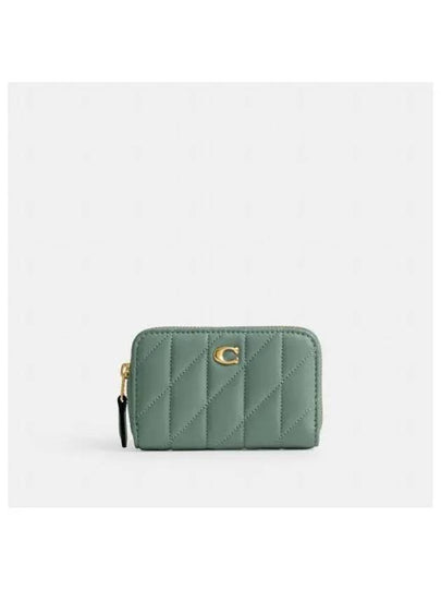 Small Zip Around Card Wallet Green - COACH - BALAAN 2