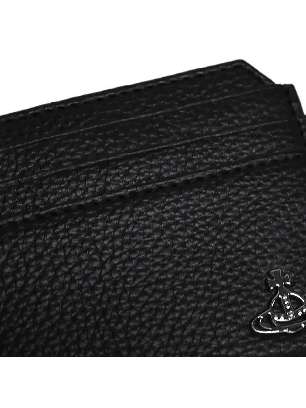 ORB Logo Grain Leather Slim Card Wallet Black - VIVIENNE WESTWOOD - BALAAN 5