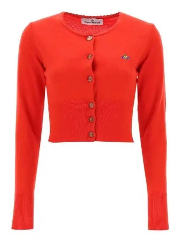 Bea ORB Embroidered Logo Crop Cardigan Red - VIVIENNE WESTWOOD - BALAAN 2