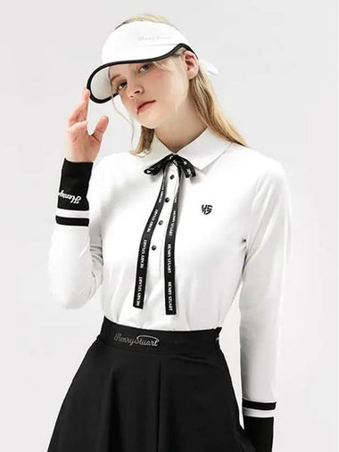 Golf Women s Ribbon Collar T shirt White - HENRY STUART - BALAAN 1