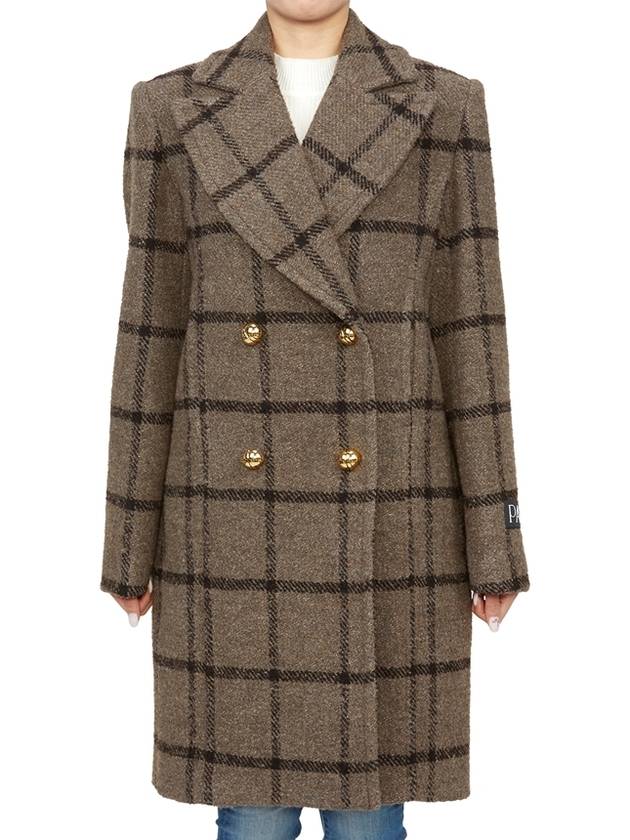 Wool Blend Breasted Double Coat Grey - PATOU - BALAAN 4