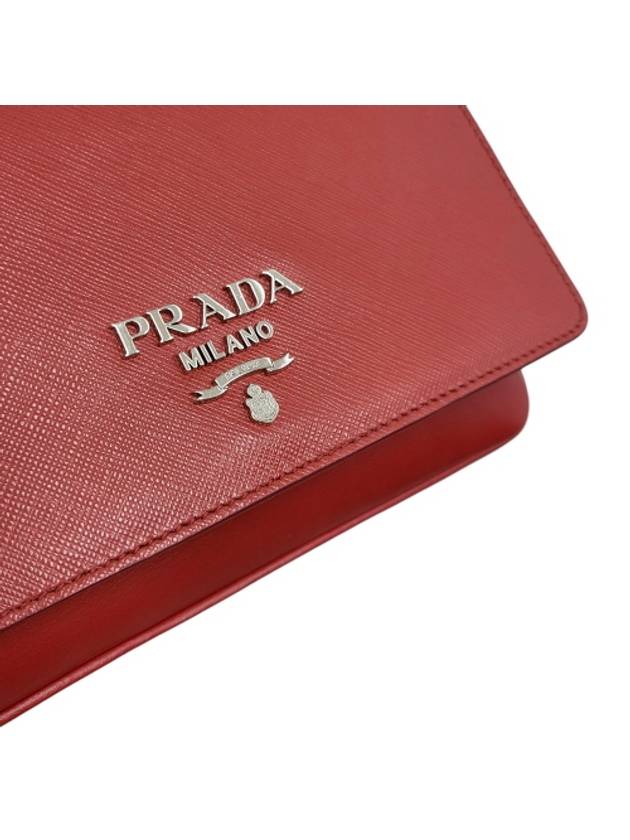 1BD144 Saffiano leather silver chain flap mini cross bag - PRADA - BALAAN 7