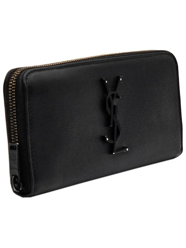 Saint Laurent 617415 Black Monogram Leather Silver Around Zipper Long Wallet - SAINT LAURENT - BALAAN 3