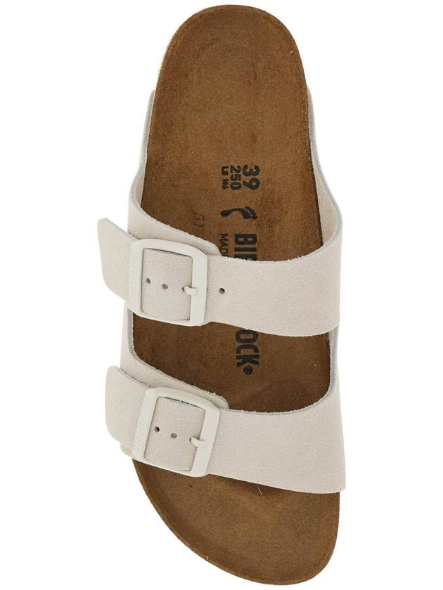 Arizona Suede Leather Slippers Antique White - BIRKENSTOCK - BALAAN 3