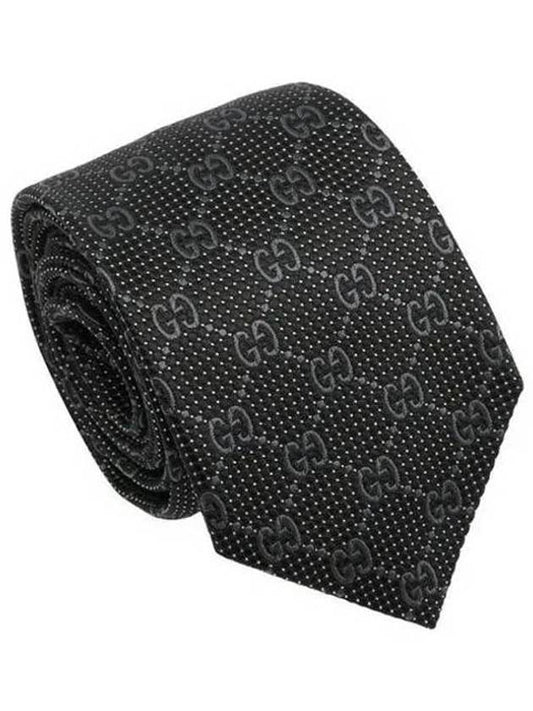 Men's GG Dot Pattern Silk Necktie Black - GUCCI - BALAAN 2
