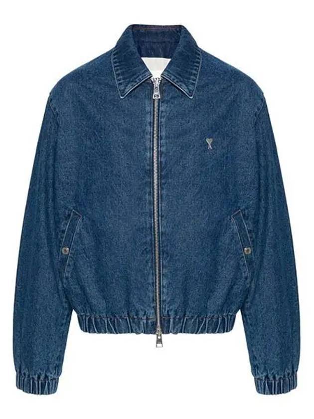 De Coeur Zipped Denim Jacket Blue - AMI - BALAAN 1