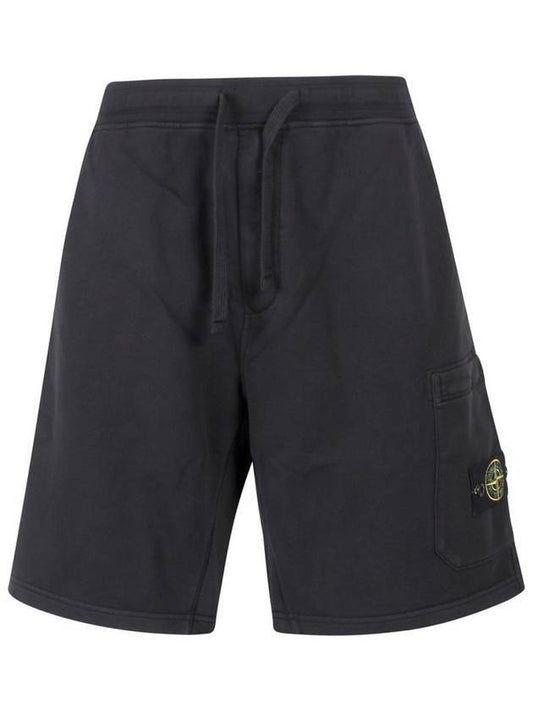 Men's Cotton Wappen Patch Bermuda Shorts Black - STONE ISLAND - BALAAN.