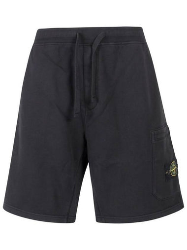 Wappen Patch  Fleece Bermuda Shorts Black - STONE ISLAND - BALAAN 1