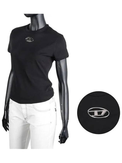 Slim Fit Cutout Oval D Short Sleeve T-Shirt Black - DIESEL - BALAAN 2