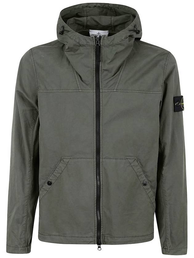 Supima Cotton Twill Stretch-TC Over Hooded Jacket Green - STONE ISLAND - BALAAN 1